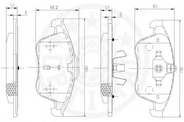 Комплект тормозных колодок, дисковый тормоз OPTIMAL 12534