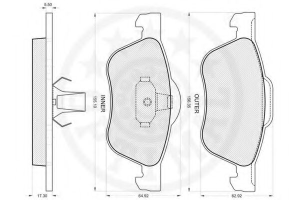 Комплект тормозных колодок, дисковый тормоз OPTIMAL 23164