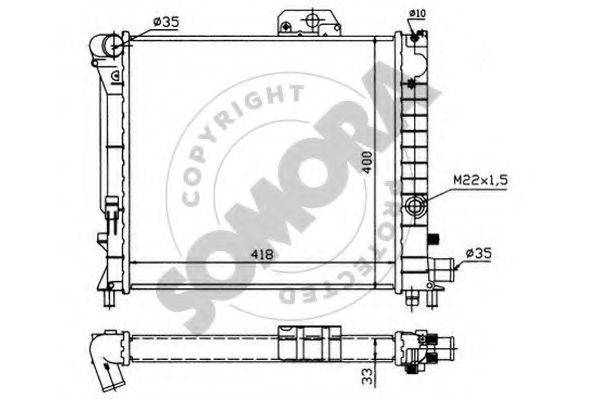 Радиатор, охлаждение двигателя SOMORA 272040