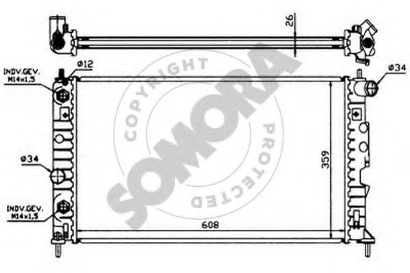 Радиатор, охлаждение двигателя SOMORA 272142