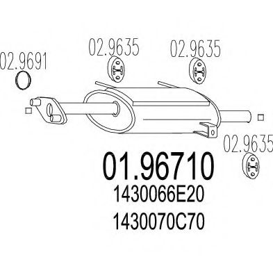 Глушитель выхлопных газов конечный DESCAM 241005