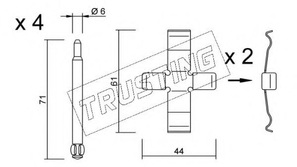 Комплектующие, колодки дискового тормоза TRUSTING KIT.087