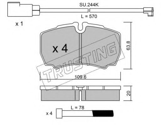 Комплект тормозных колодок, дисковый тормоз TRUSTING 620.2W