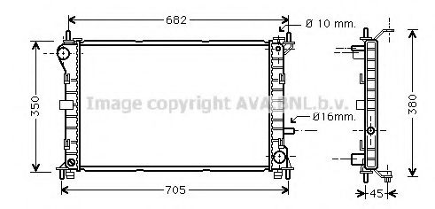 Радиатор, охлаждение двигателя AVA QUALITY COOLING FD2265