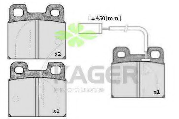 Комплект тормозных колодок, дисковый тормоз KAGER 35-0335