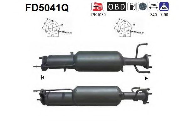 Сажевый / частичный фильтр, система выхлопа ОГ AS FD5041Q