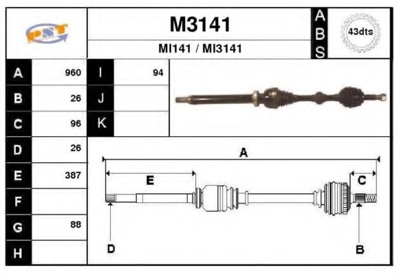Приводной вал SNRA M3141