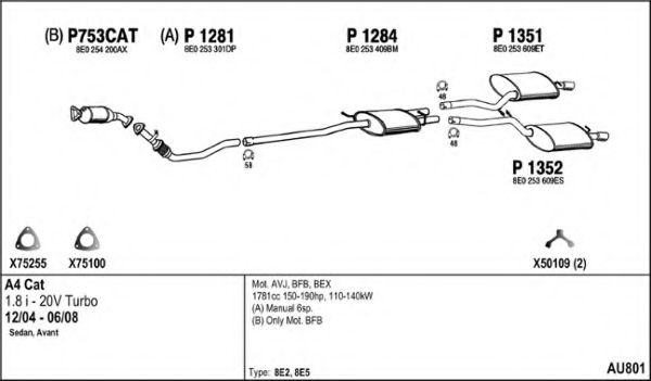 Система выпуска ОГ FENNO AU801