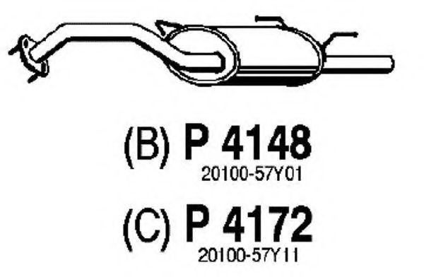 Глушитель выхлопных газов конечный FENNO P4148