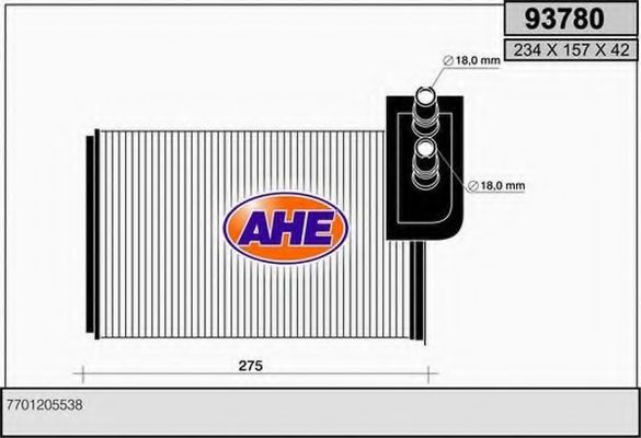 Теплообменник, отопление салона AHE 93780