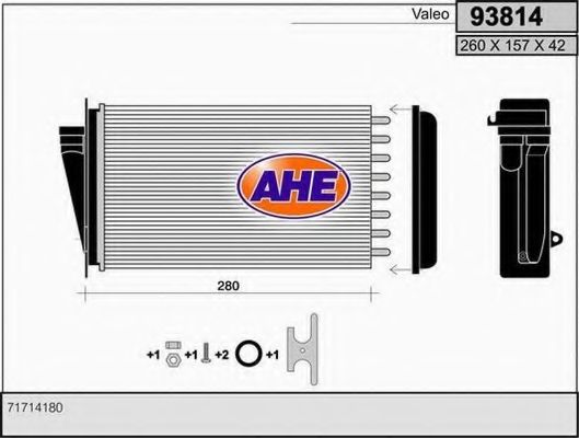Теплообменник, отопление салона AHE 93814