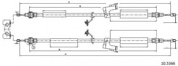 Трос, стояночная тормозная система CABOR 10.5366