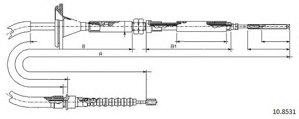 Трос, стояночная тормозная система CABOR 10.8531