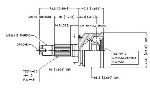 Шарнирный комплект, приводной вал VEMA 18522