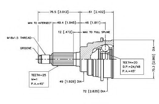 Шарнирный комплект, приводной вал VEMA 18780