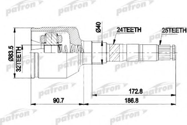 Шарнирный комплект, приводной вал PATRON PCV9537