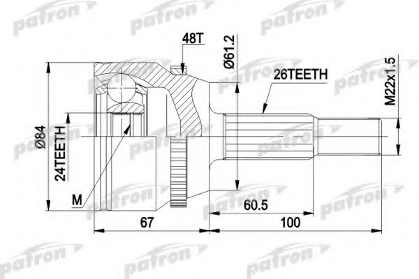 Шарнирный комплект, приводной вал PATRON PCV9791