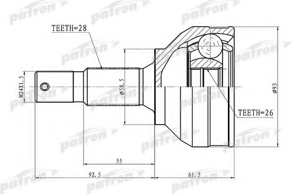 Шарнирный комплект, приводной вал PATRON PCV3115