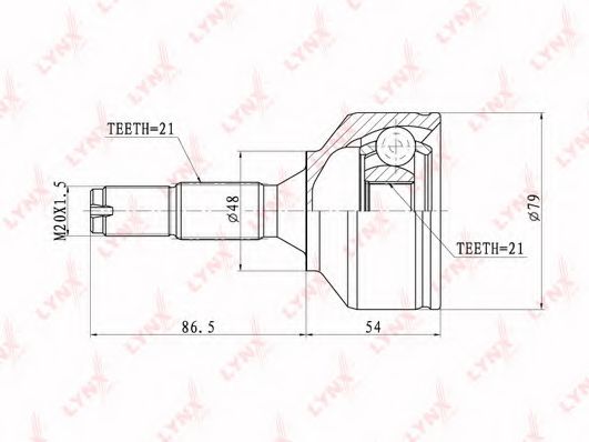 Шарнирный комплект, приводной вал LYNXauto CO-6101