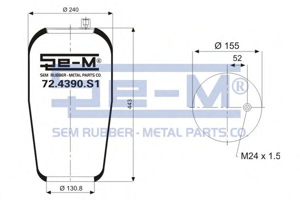 Кожух пневматической рессоры SEM LASTIK 72.4390.S1