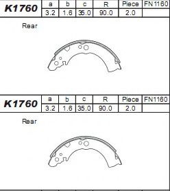 Комплект тормозных колодок ASIMCO K1760