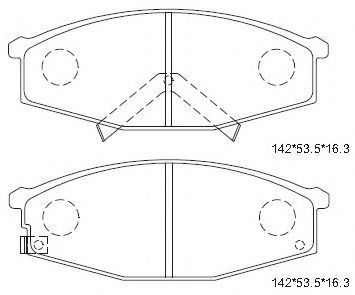 Комплект тормозных колодок, дисковый тормоз ASIMCO KD1383