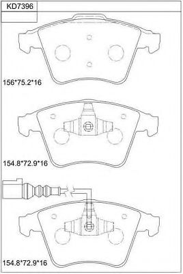 Комплект тормозных колодок, дисковый тормоз ASIMCO KD7396