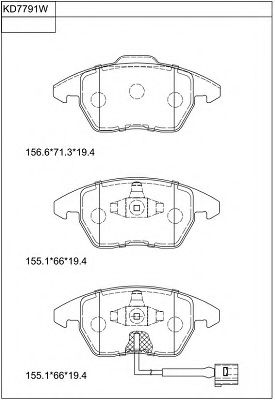 Комплект тормозных колодок, дисковый тормоз ASIMCO KD7791W