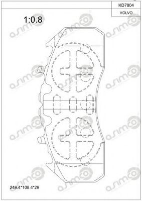 Комплект тормозных колодок, дисковый тормоз ASIMCO KD7804