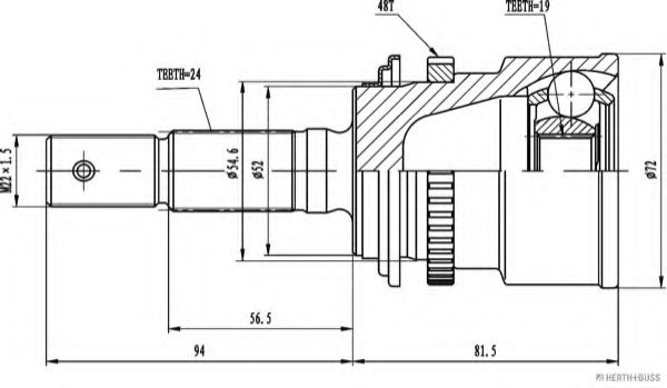 Шарнирный комплект, приводной вал HERTH+BUSS JAKOPARTS J2826114