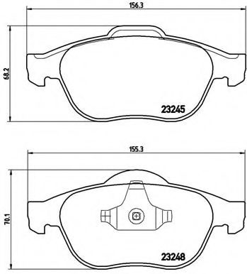 Комплект тормозных колодок, дисковый тормоз BREMBO P 68 032