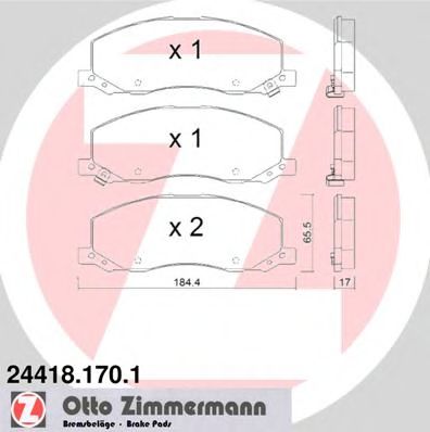 Комплект тормозных колодок, дисковый тормоз ZIMMERMANN 24418.170.1