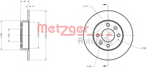 Тормозной диск METZGER 6110061
