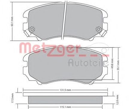 Комплект тормозных колодок, дисковый тормоз METZGER 1170379