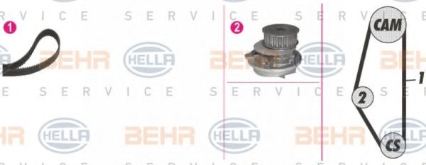 Водяной насос + комплект зубчатого ремня BEHR HELLA SERVICE 8MP 376 801-851