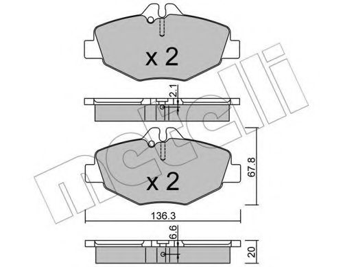 Комплект тормозных колодок, дисковый тормоз METELLI 22-0562-0