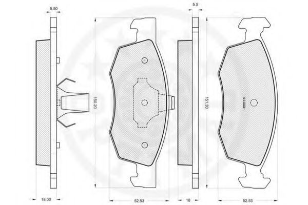 Комплект тормозных колодок, дисковый тормоз OPTIMAL 12118
