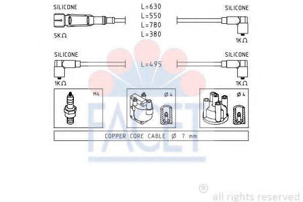 Комплект проводов зажигания FACET 4.9660