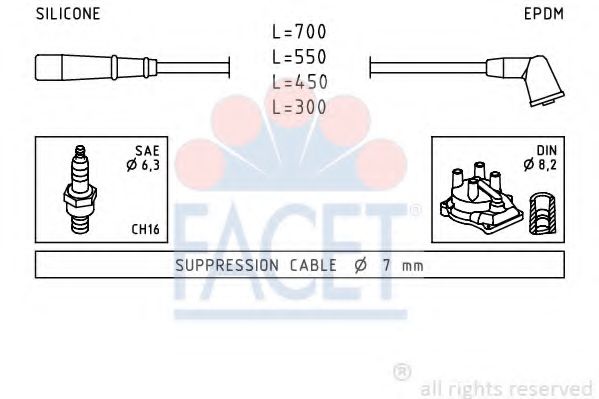 Комплект проводов зажигания FACET 4.9789