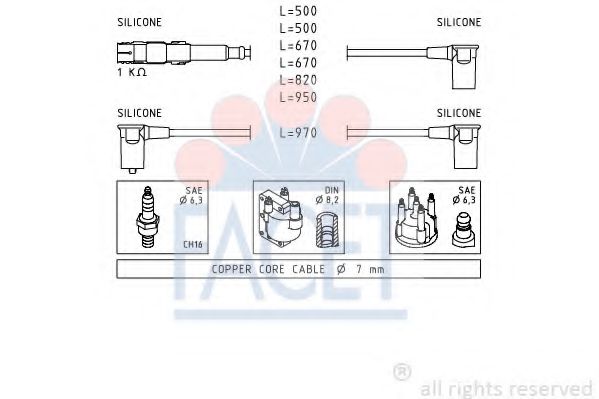 Комплект проводов зажигания FACET 4.9657
