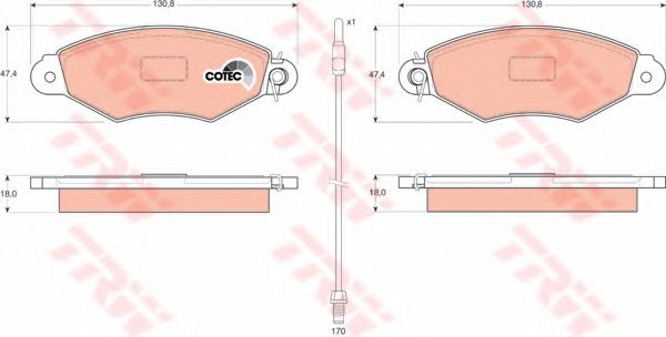 Комплект тормозов, дисковый тормозной механизм TRW GTD1171