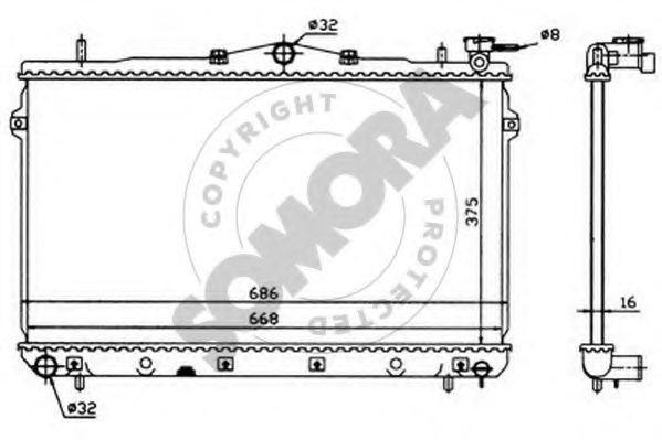 Радиатор, охлаждение двигателя SOMORA 132040