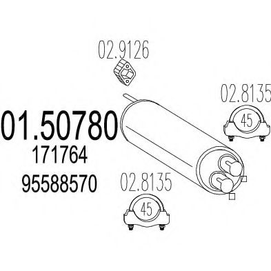 Средний глушитель выхлопных газов MTS 01.50780