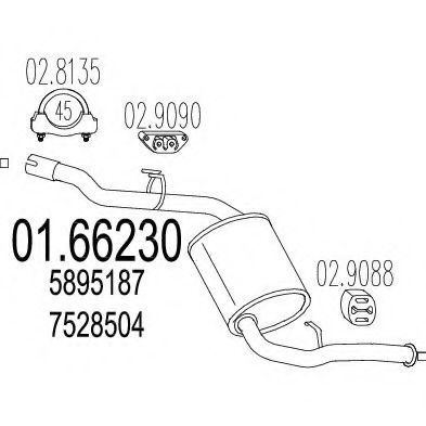 Глушитель выхлопных газов конечный TIMAX 230315