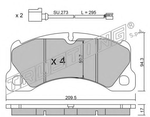 Комплект тормозных колодок, дисковый тормоз TRUSTING 973.3W