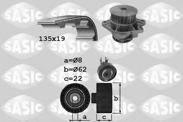 Водяной насос + комплект зубчатого ремня SASIC 3906088