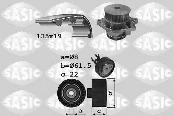 Водяной насос + комплект зубчатого ремня SASIC 3906087