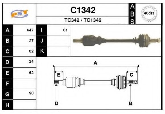 Приводной вал SNRA C1342