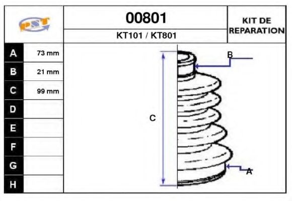 Комплект пылника, приводной вал SNRA 00801