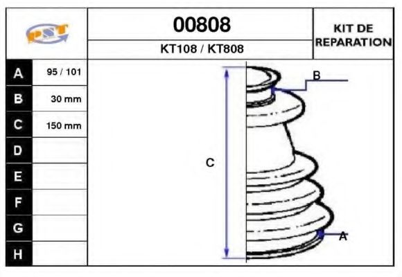 Комплект пылника, приводной вал SNRA 00808
